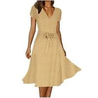 EFSTEB ženske haljine plus veličina klirenca kratkih rukava haljina struka zavoja za zavojju ljetni