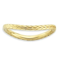 Sterling srebrne boje izraze polirani valni prsten za bljeskov zlato - 2. grama - veličina 8