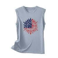 Američka zastava Print The Tans Women USA Zvijezde Stripes Patriotska majica Summer Labav prsluci Seksi