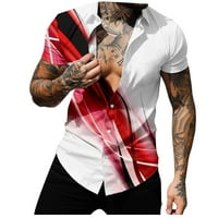 Aueoeo Muška majica kratkih rukava modni ležerni tasteri za ispis Slim Fit Basic Košulje Redovna fit