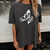 Miayilima majice za žene Ljeto Print O izrez kratki rukav labav vrhovi bluza TEES T majica veličine l
