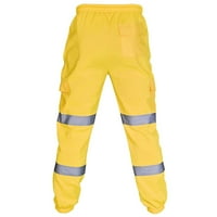 LydiaUnistar pune dužine Hlače Muške casual pantalone zašivene plišane reflektirajuće tajice žute boje