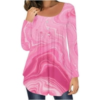 Ženska ležerna majica tiskani s dugim rukavima okrugli vrat ruširani pulover bluza vrhovi hot8sl4868863
