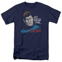 Trevco Star Trek-Hes Dead Jim - Odrasli kratkih rukava 18- TEE - Navy- 4x