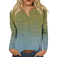 Apepal ženski vrhovi žene Henley majice s dugim rukavima cvjetni print prevelizirani duks plus veličine