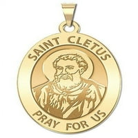 Saint Cletus Religiozna medalja - ovalna veličina dimeta, 14k žuto zlato