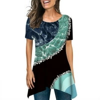 Ženske majice Ljetni vrhovi za žene Print Crewneck Majica kratkih rukava Tee Tops Sky Blue XL
