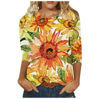 Honeeladyy prodaja žena suncokret tiskani uzorak majica Raglan rukava majica casual crewneck tunic tops