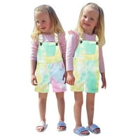 Girls Hotcos Toddler Djevojke Djevojke Rainbow Tie-obojeni ispisani suspenders Teretni kratkiši kombinezon