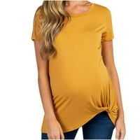 Majčinske vrhove kratkih rukava dojenja košulje za trudnice odjeća s kratkim rukavima pune boje nepravilne