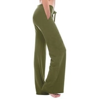 Smanjite HFYIHGF Women Yoga hlače sa džepovima ravno-noga labav komfejnski izvlačenje elastične struk