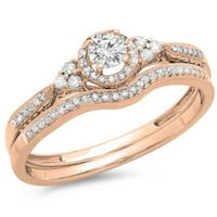 DazzlingRock kolekcija 0. Carat 14k okrugli dijamantski ženski halo stil bridalni angažman prsten podudaranje