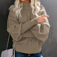 Duks pulover za žene Zimska srednja vrata labav dugi rukav Pleteni džemper