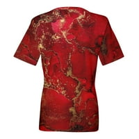 Ženske vrhove Ženska bluza s kratkim rukavima Ležerne prilike tiskane ljetne majice V-izrez crvene m