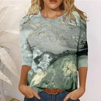 Ženska bluza Štampana modna casual okrugli vrat Dugme Tri četvrtine rukava za slobodno vrijeme bluza za bluzu za zabavu Dame Streetwear