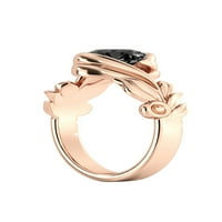 2. CT 14K Rose Gold Black Diamond Ring Cvijet ostavlja dizajner