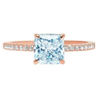 2.7ct Asscher Cut plavi simulirani dijamant 14k ružičasto zlato Angažovane prstene veličine 6
