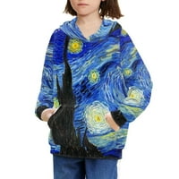 Renewold aesthtic dukserica sa dukselom sa velikim džepom Vincent Van Gogh-The zvjezdane noćne tinejdžerske