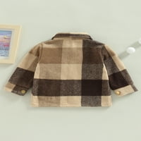 Jesenja baby dječji dječaci Djevojke jakna plaćena patchwork ispisani džepni vuneni kaputi s jednim rukavima
