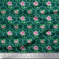 Soimoi Rayon tkanina Quatrefoil dizajn, lišće i ruža cvjetna dekorska tkanina Široka