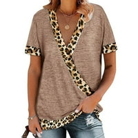 Ženske plus veličine vrhova ženskog casual labavog mekog leopard tiskanih bluza s kratkim rukavima The