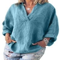 Ženska plus veličina buba s niskim rukavima u obliku rukava V vrat Ležerne prilike bez labavih vrhova vrećaste seljačke majice