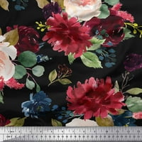 Soimoi Brown Japan Crepe saten tkanina od lišća i peony cvjetni tkanini otisci sa dvorištem širom