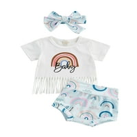 Ciycuit novorođenčad Dječji dječaci setovi odjeće krava slova Rainbow ispisane tassel t majice + šorc