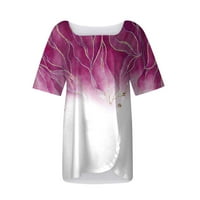 Ženski vrhovi ženske kratke majice bez rukava od tiskanih V izrez imitacija pamuk vrhovi tamno ljubičasta