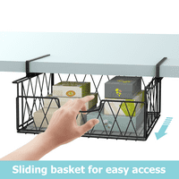 AuLedio klizač metalna žica pod stolom košarica viseće košarice za skladištenje za kuhinjsku garderobu hladnjak u crnom