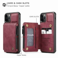 DTECCK iPhone Pro Case Novčanik sa držačem kartice, RFID blokiranje luksuzne premium PU kožne dvostruke magnetske tipke Flip otporni na udarcu, crveni