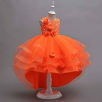 Odieerbi Kids Haljina Djevojke Djevojke Princess Haljine Tulle haljina srednjih dječjih rukava bez rukava mrežasta gaza haljina narandžasta