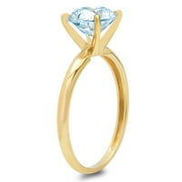 1.5ct okrugli rez plavi simulirani dijamant 18k žuti zlatni godišnjički zaručnički prsten veličine 3,75