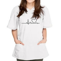 VALENTINE Dnevne košulje Žene kratki rukav V-izrez V-izrez Radna jednostrana Jednobojni džepni bluza Mod Bod vrhovi
