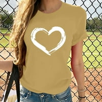Ženske kratke košulje Žene Ljetne majice Kratki rukavi Crewneck Oblikovano u obliku srca Casual Tops