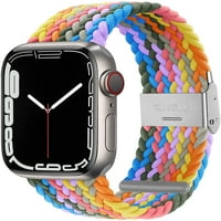 Podesiva pletenica solo petlja sa kopčama kompatibilna sa Apple Watch Band Mekani narukvica rastezanje najlonskih elastičnih kaiša za iWatch seriju SE Light Rainbow