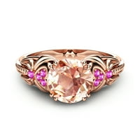 Rose Gold Morgatite Angažov prsten u obliku srca u obliku ružičaste safire