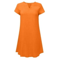 Ljetne haljine za ženske plus veličine kratkih rukava V-izrez Labava pamučna majica haljina dame od