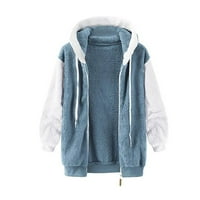 Prodaja skladišta modna ženska jakna Warm FAU kaput zimski patentni patentni rukav dugih rukava Blue