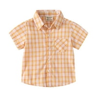 Western majica za dječju odjeću za djecu Dječja jakna za majicu Flannel Plaid s kratkim rukavima Lapl dugme Shaket Baby Boys Girls Shi Yellow130