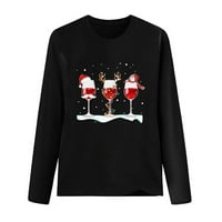 TKLpehg Fall Fashion Womens Dugi rukav Tors Crewneck Loose Comfy bluza Uzorak Ispisani trendi vrhovi