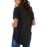 Miayilima crne s majice za žensku majicu kratki rukav casual bluza tunika