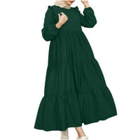 Lilgiuy ženski okrugli vrat labav dugi rukav čvrsta rukavica-haljina dugih haljina prodaja zazora jesen