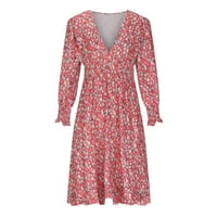 Daqian Clearence Duge rukavice modne žene Ljeto Ležerne prilike V-izrez Friral print rukav labava haljina