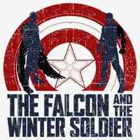 Žene je čulo sokol i zimski vojnik silueta logotip grafički tee bijeli veliki