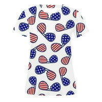 SKSLOEG WOMENS Bluze Elegantna američka zastava Štampana majica kratkih rukava Crew vrat Ležerne prilike,