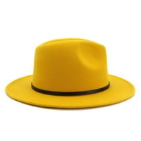 Unise modni široki vuneni remen Stan Top Fedora Hat Party Church kapa žuta