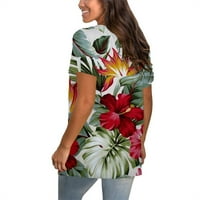Ženski ležerni vrtovi, ženske majice za vintage plus veličine, modni vrhovi tiska, V-izrez kratkih rukava Summer Gradijent Tie-dye Tunic Tops pulover bluza crvena m