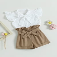 SUNISERY KIDSKE GORICE Ljetne kratke hlače Outfit cvjetni čipkani gumb vrhovi elastičnih kratkih hlača