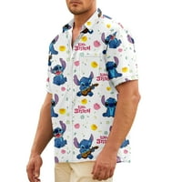 Muški standardni fit crtić kratkih rukava Lilo Stitch Najbolji prijatelj Floral Hawaii Ispiši poplinska majica